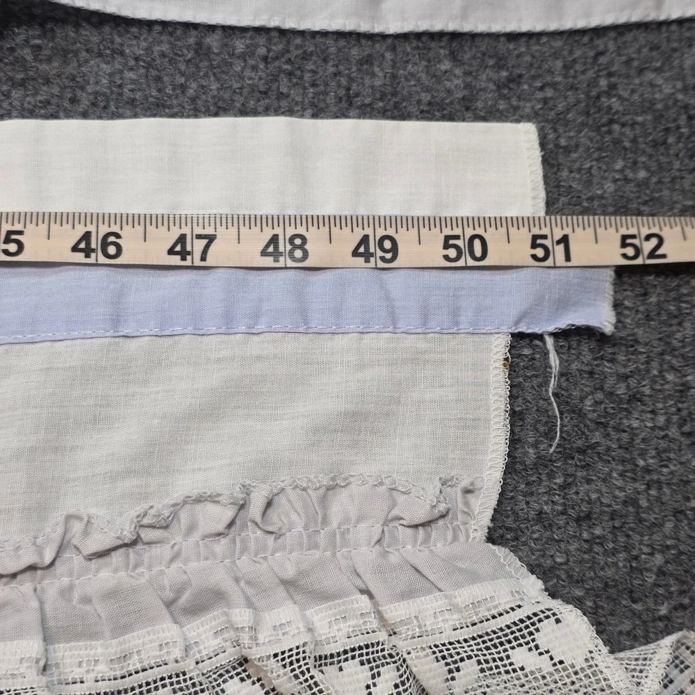 Vintage Set of 2 Country Cottage Lace Ruffled Curtain Valances Blue White USA